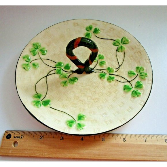 VTG Maruhon Ware SHAMROCK Clover CHINA Serving PLATE Handle Hand Painted Japan - Picture 8 of 8